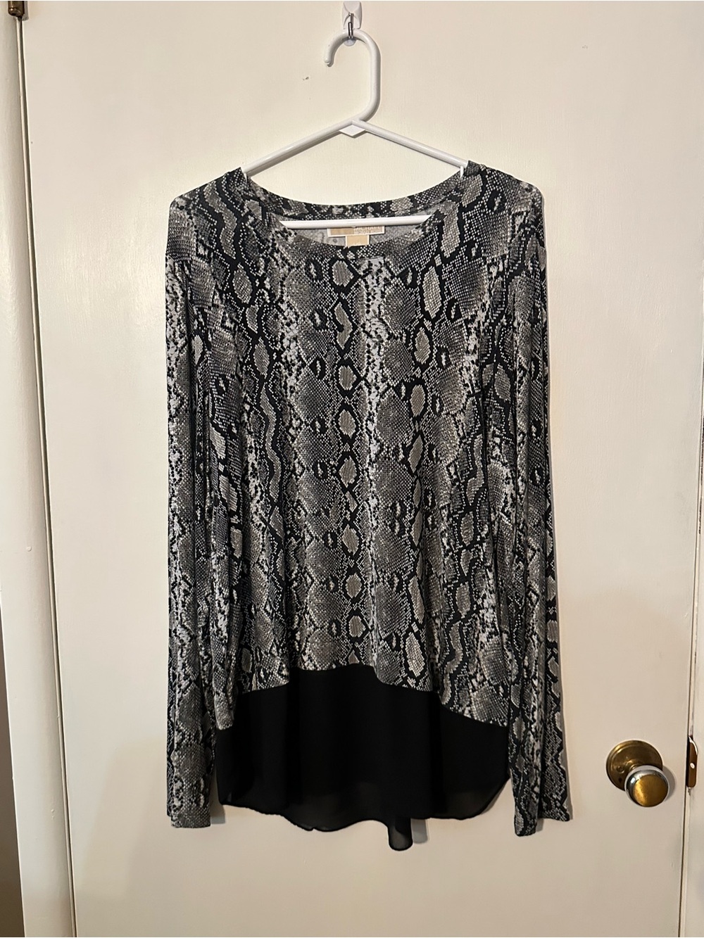 black and gray snake print long-sleeve top by MICHAEL Michael Kors